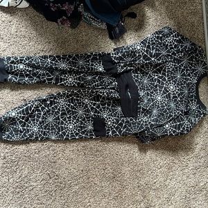 Spider web fuzzy jumpsuit.